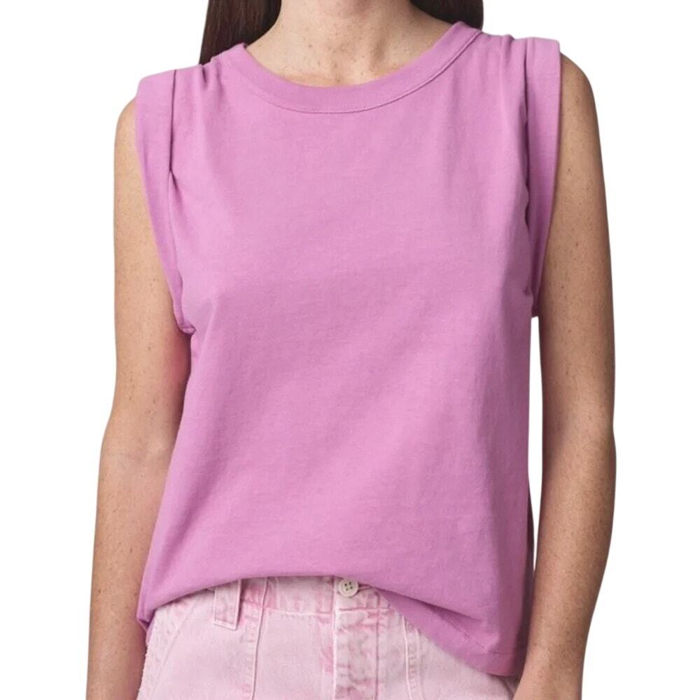 Citizens of Humanity Jordana Rolled Sleeve Cotton Top Razzle Pink Medium Cotton